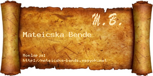 Mateicska Bende névjegykártya